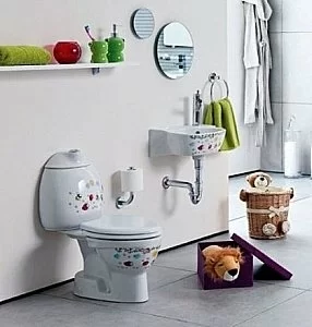 Унитаз детский с функцией биде CREAVIT COCUK CK310-00 белый с декором, с крышкой, с бачком купить в интернет-магазине Sanbest