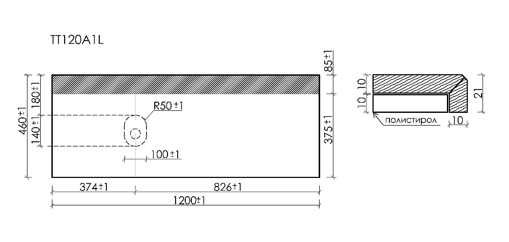 Столешница Sancos 120х46 TT120A2L/R кремовая матовая для ванной в интернет-магазине сантехники Sanbest