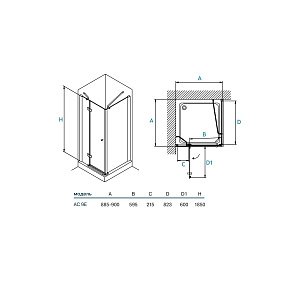 Душевой уголок Koller Pool Watrfall Line AC9E 90x90 прозрачный купить в интернет-магазине Sanbest