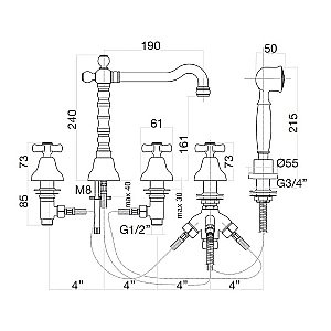Смеситель для ванны Webert Armony AM730402015 хром купить в интернет-магазине сантехники Sanbest