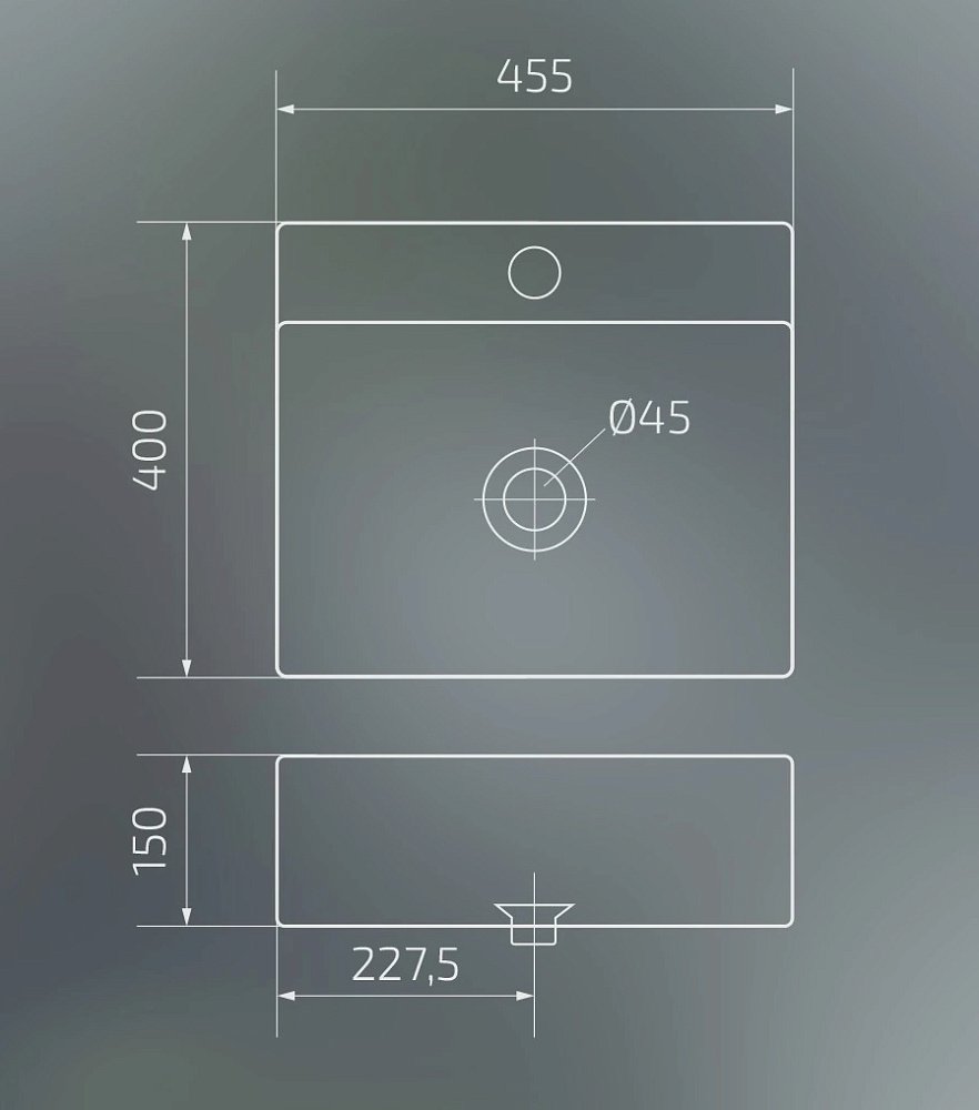 Раковина накладная Gid N9145 белый купить в интернет-магазине Sanbest