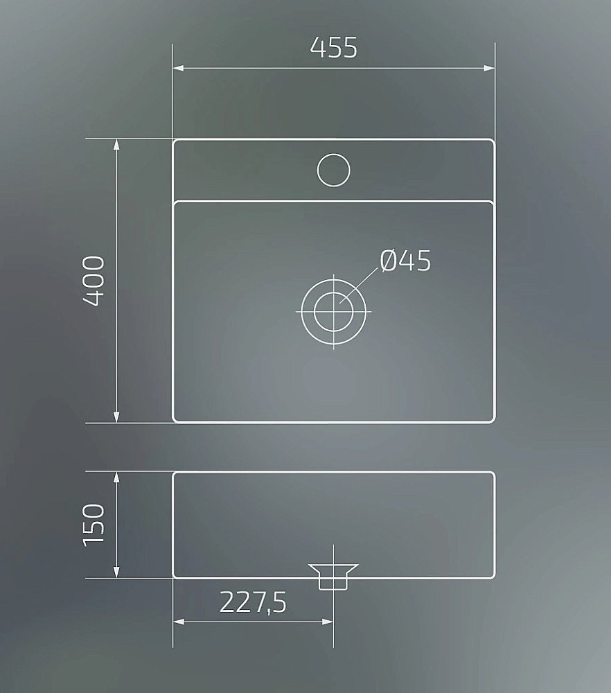 Раковина накладная Gid Geometrico 45,5 N9145 51214 белая купить в интернет-магазине Sanbest