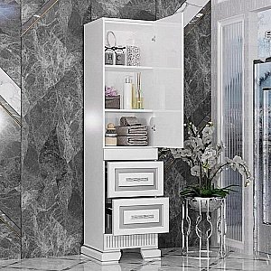 Пенал Опадирис Оникс 49 белый/серебряная патина для ванной в интернет-магазине сантехники Sanbest