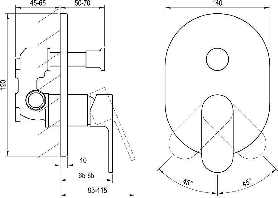 Смеситель для душа Ravak CHROME CR 065.20 черный матовый купить в интернет-магазине сантехники Sanbest