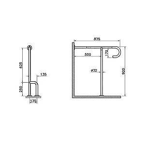 Поручень опорный Vitra ARKITEKT 90° A44469 купить в интернет-магазине сантехники Sanbest