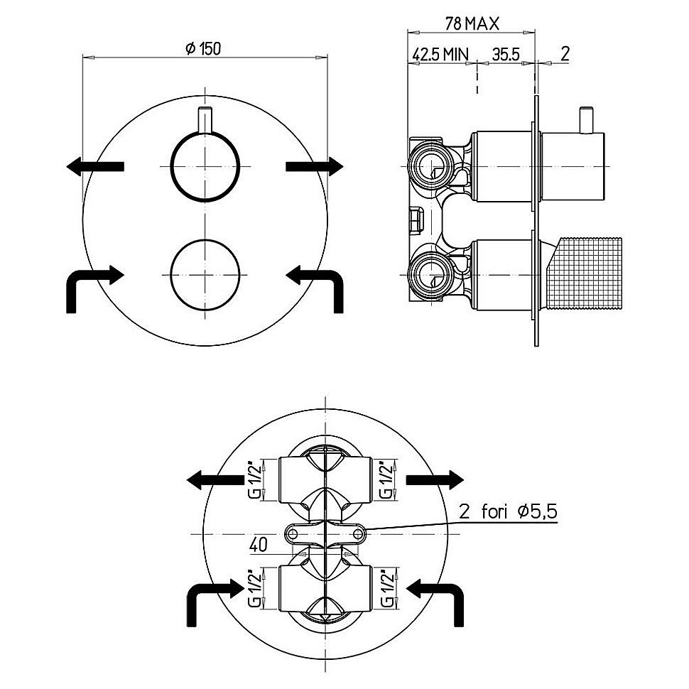 Смеситель для душа PAINI Cox grip 7GPZ6911 черный матовый купить в интернет-магазине сантехники Sanbest