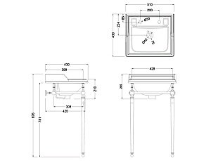 Консоль с раковиной Burlington B20 1TH 51 шлифованный никель для ванной в интернет-магазине сантехники Sanbest