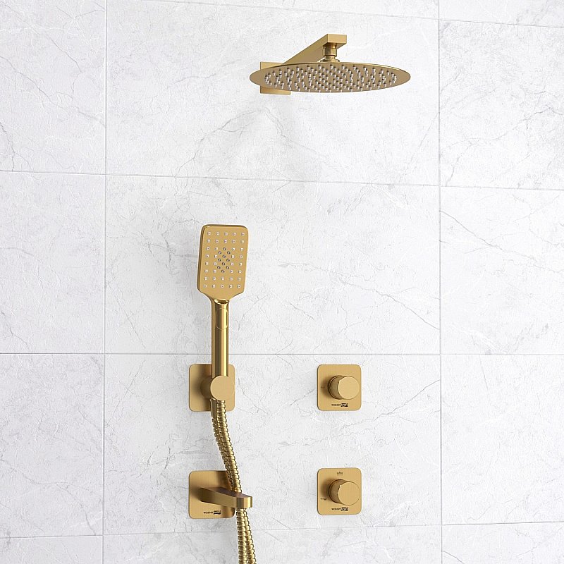 Душевая система WasserKRAFT Schunter 8200 SET2848 золото матовое купить в интернет-магазине сантехники Sanbest