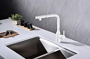 Смеситель для кухни Paulmark Viper Vi213105-WH белый матовый купить в интернет-магазине сантехники Sanbest