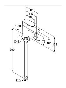 Смеситель для раковины Kludi Zenta SL 481983965 черный матовый купить в интернет-магазине сантехники Sanbest