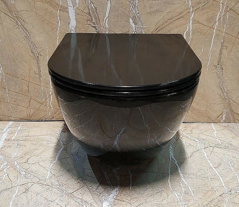 Унитаз подвесной Ceramalux CL2196 -18 черный, безободковый, с крышкой микролифт купить в интернет-магазине Sanbest