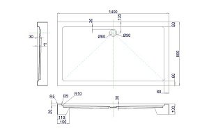 Душевой поддон Royal Bath HP 140х80 купить в интернет-магазине Sanbest