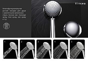 Душевая система Vincea Esse VSFS-1E1TMB черная матовая купить в интернет-магазине сантехники Sanbest