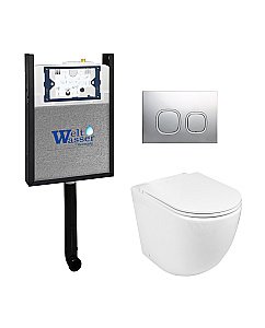 Комплект унитаза WeltWasser AMBERG 404 + MERZBACH 002 GL-WT + AMBERG RD-CR кнопка хром купить в интернет-магазине Sanbest