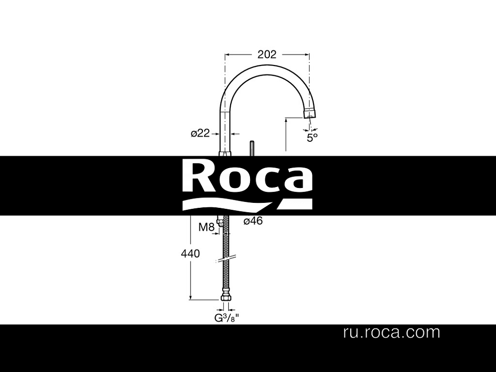 Смеситель для кухни Roca Targa 5A8460C0M купить в интернет-магазине сантехники Sanbest