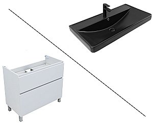 Тумба с раковиной Aquanet Вега 90 344124+329250 белая глянцевая для ванной в интернет-магазине Sanbest