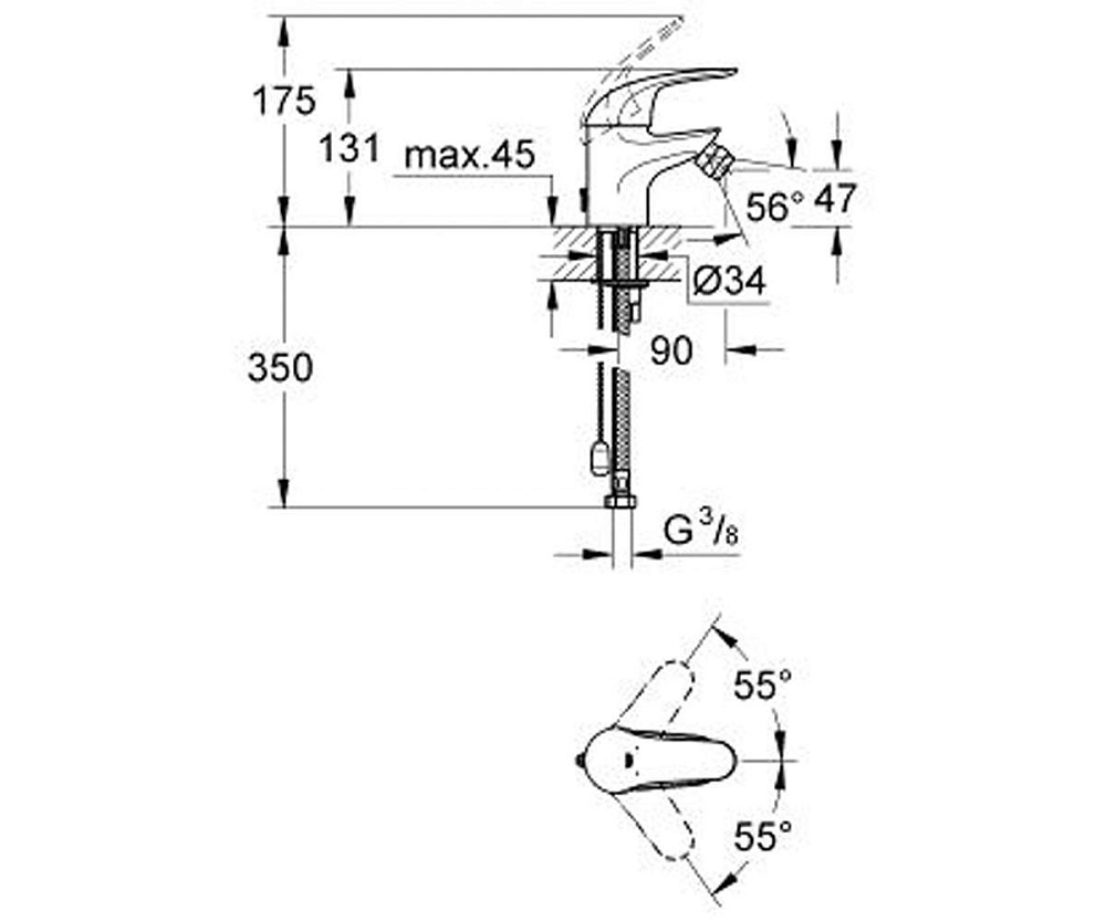 Смеситель для биде Grohe Euroeco new 32882000 купить в интернет-магазине сантехники Sanbest