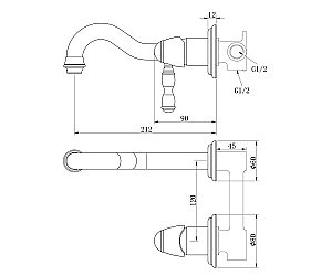 Смеситель для раковины Bronze De Luxe TIFFANY 1920CR купить в интернет-магазине сантехники Sanbest