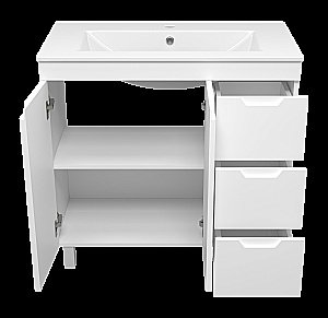 Тумба с раковиной Misty Оптима - 90 П-Опт-07090-011П3Я белая для ванной в интернет-магазине Sanbest