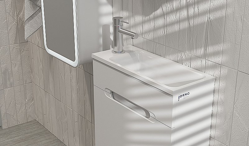 Тумба с раковиной Jorno Modul 50 белая для ванной в интернет-магазине Sanbest