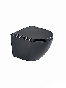 Унитаз подвесной WeltWasser MERZBACH 043 MT-BL черный матовый, безободковый, с крышкой микролифт, слив-торнадо купить в интернет-магазине Sanbest