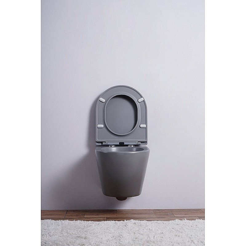 Унитаз подвесной Esbano AZALEA ESUPAZALGM безободковый, с крышкой микролифт, матовый серый купить в интернет-магазине Sanbest