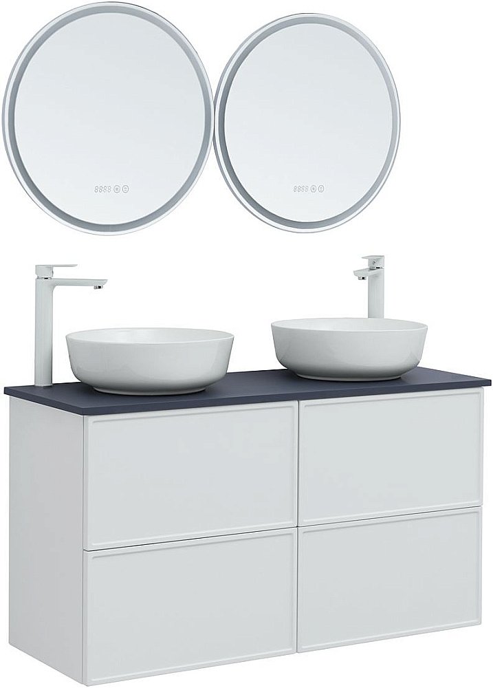 Тумба с раковиной Aquanet Арт 120 белая матовая для ванной в интернет-магазине Sanbest