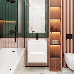 Тумба с раковиной La Fenice Tesoro 60 FNC-01-TES-PB-60-2 платиновый белый для ванной в интернет-магазине Sanbest