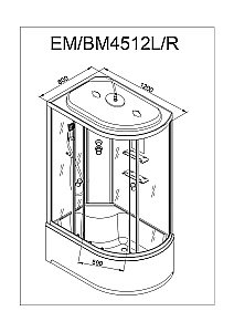 Душевая кабина DTO ЕМ4512 N с гидромассажем 120х80 купить в интернет-магазине Sanbest