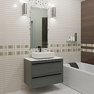 Тумба с раковиной LA FENICE Elba Grigio TWIN 100 серая/столешница белая для ванной в интернет-магазине Sanbest