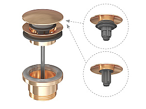 Донный клапан Ravak FF X01841 розовое золото купить в интернет-магазине сантехники Sanbest