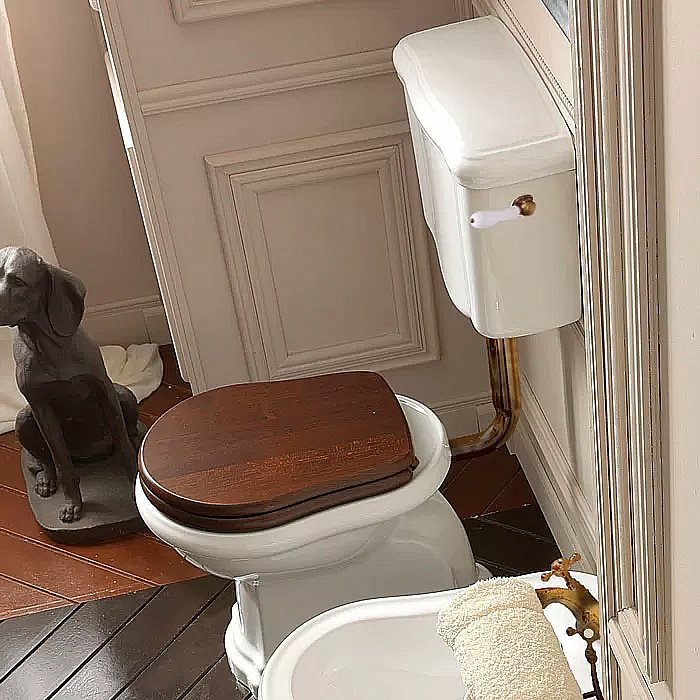 Унитаз напольный Kerasan Retro 1010 с низким бачком 1072 Белый/ручка бронза купить в интернет-магазине Sanbest