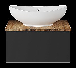 Тумба с раковиной Misty Ива - 60 П-Ива-01060-481Я графит/дуб вотан для ванной в интернет-магазине Sanbest
