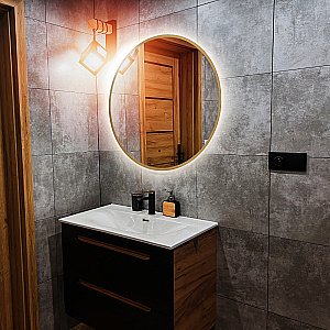 Зеркало ABBER Mond AG6204SCG-0.77 77x77 золото в ванную от интернет-магазине сантехники Sanbest