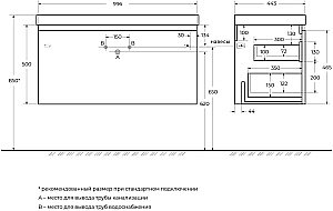 Тумба с раковиной Cezares Giubileo-N 100 GIUBILEO-N-100-1C-SO-BORO-P брашированное золото для ванной в интернет-магазине Sanbest