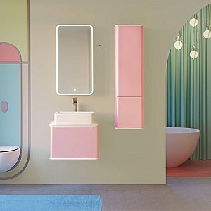 Зеркальный шкаф Jorno Pastel Pas.03.46/PI 45,5x85,5 Розовый купить в интернет-магазине сантехники Sanbest