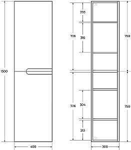 Шкаф Cezares Duet 40 DUET-1500-2A-SC-SPF-P сапфировый для ванной в интернет-магазине сантехники Sanbest