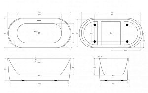 Акриловая ванна BelBagno BB411 170х80 белая матовая купить в интернет-магазине Sanbest