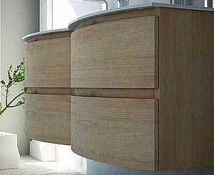 Тумба с раковиной Cezares Vague 138 с двумя чашами Rovere tabacco для ванной в интернет-магазине Sanbest