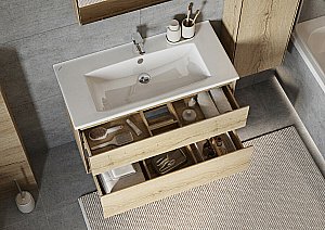 Тумба с раковиной Акватон Либерти 100 дуб эльвезия для ванной в интернет-магазине Sanbest