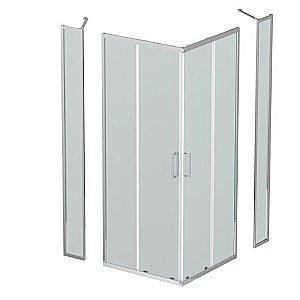 Душевой уголок BelBagno LUCE-A-2-90-C-NERO+LUCE-20-FIX-C-NERO 110 стекло прозрачное/профиль черный купить в интернет-магазине Sanbest