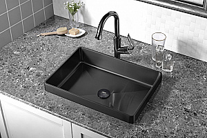 Раковина врезная сверху ABBER Wasser Kreis 51 AF2401MB черная матовая купить в интернет-магазине Sanbest