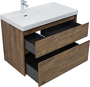 Тумба с раковиной Aquanet Nova Lite 2.0 90 346318+347438 дуб рустикальный, левосторонняя для ванной в интернет-магазине Sanbest