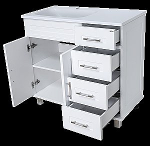 Тумба с раковиной Misty Купер - 90 П-Куп01090-0124Я белая для ванной в интернет-магазине Sanbest