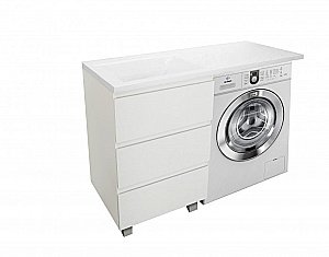 Тумба с раковиной Эстет Dallas Luxe 130 напольная 3 ящика, белая для ванной в интернет-магазине Sanbest