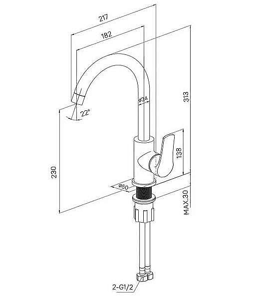 Смеситель для кухни Milardo Meal M01BLJ0M05 черный купить в интернет-магазине сантехники Sanbest
