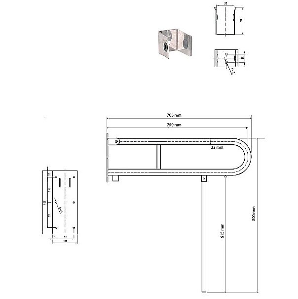 Поручень Bemeta Help 301606301N хром купить в интернет-магазине сантехники Sanbest