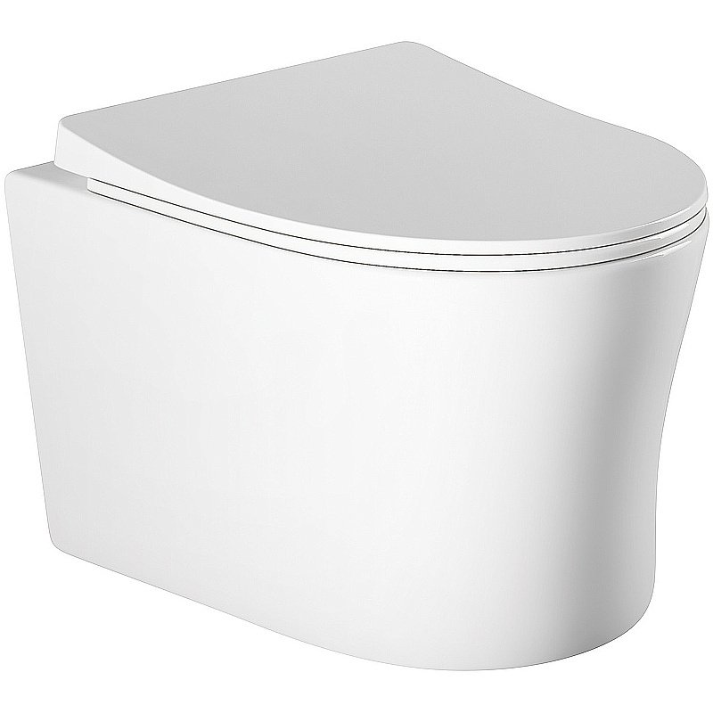 Унитаз подвесной Aquatek Ника AQ2009-00 белый, с крышкой микролифт, безободковый купить в интернет-магазине Sanbest