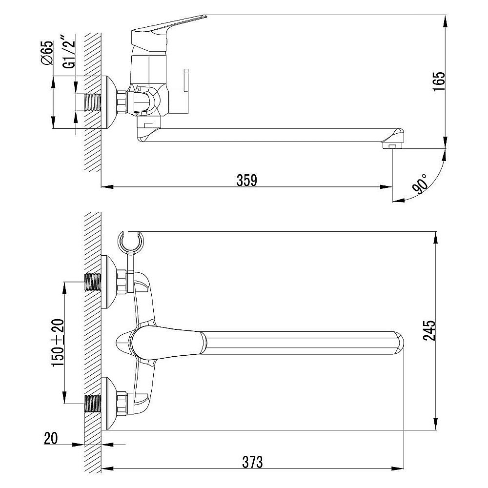 Смеситель для ванны Lemark Partner LM6551C купить в интернет-магазине сантехники Sanbest