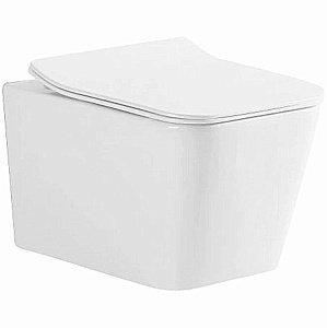 Унитаз подвесной CeramaLux TR5170 белый, безободковый, с крышкой микролифт, слив торнадо купить в интернет-магазине Sanbest